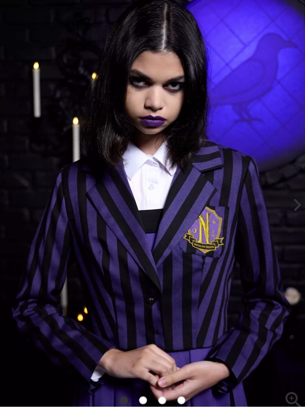 Purple and Black Striped Blazer with Crest - Unbranded